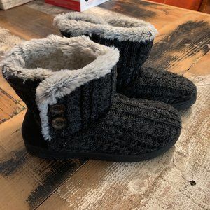 Dearfoams Slippers Gray Cableknit US 7-8